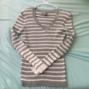 Stripped gray and white shirt  (size L)